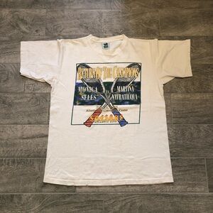 Vintage 90s Single Stitch T Shirt Tennis Competition Adults Size L - Made in USA
